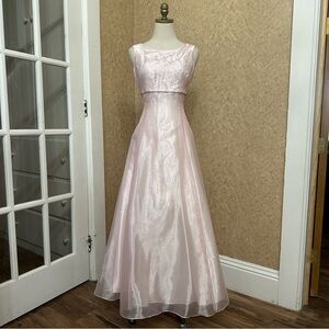 Vintage y2k ethereal princess beaded empire waist pink satin prom formal dress